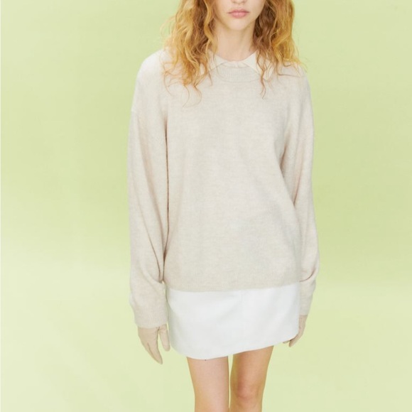 H&M Cream Knit Crew Neck Sweater Long Sleeve Wool Blend Size Small - Picture 7 of 9